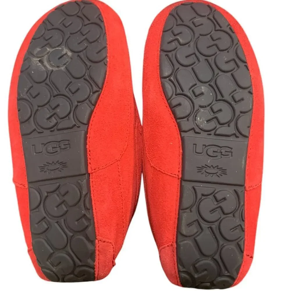 UGG Australia Men's Ascot Slippers Samba Red 1101110 Shoe Sheepskin Suede‎ SZ 9
